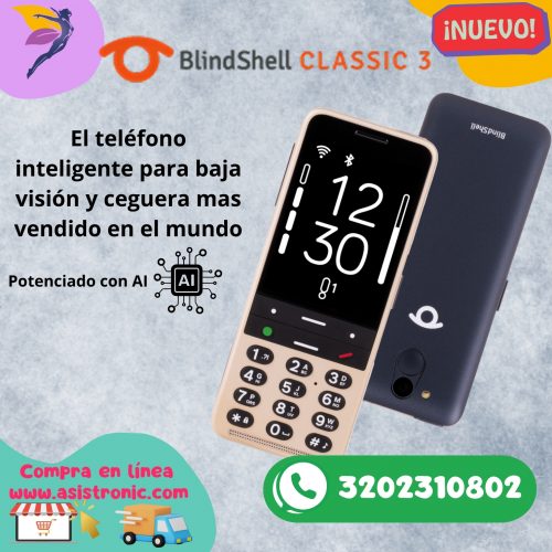 Blindshell Classic 3 -Teléfono celular por voz para baja visión e invidentes