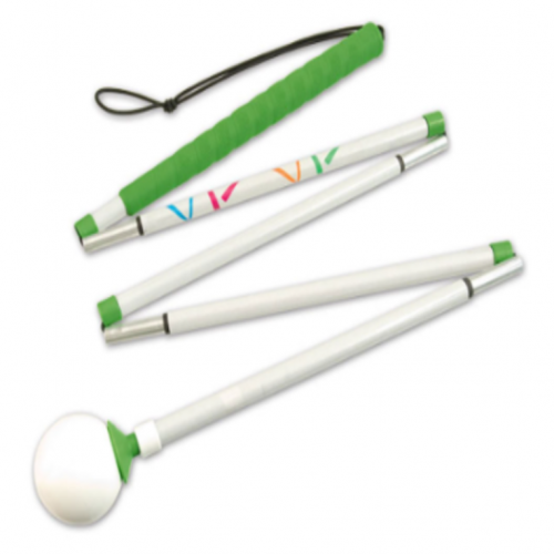 Bastón largo plegable punta redonda tipo golf para ceguera 137 cms