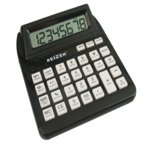 Calculadora parlante con tecla de repetición en idioma español