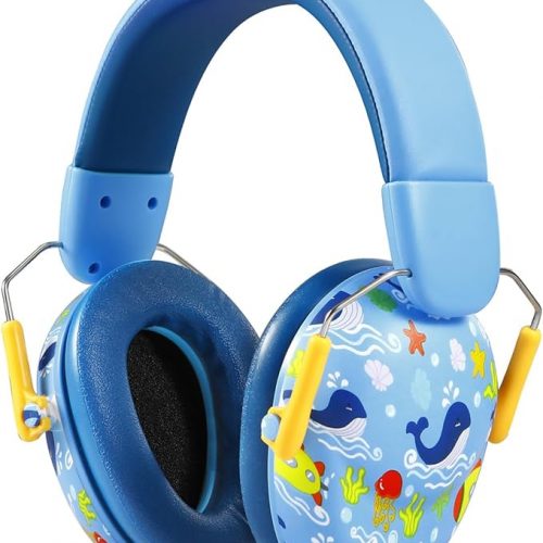 Orejeras aislantes de ruido para autismo Diseño Ballena Azul